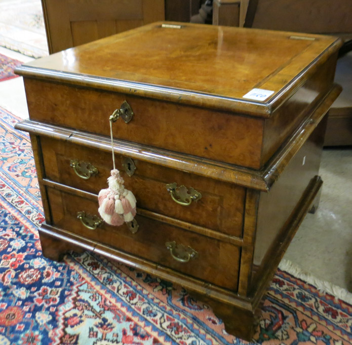 Appraisal: GEORGE III STYLE LIFT-TOP STORAGE CHEST English th century elements