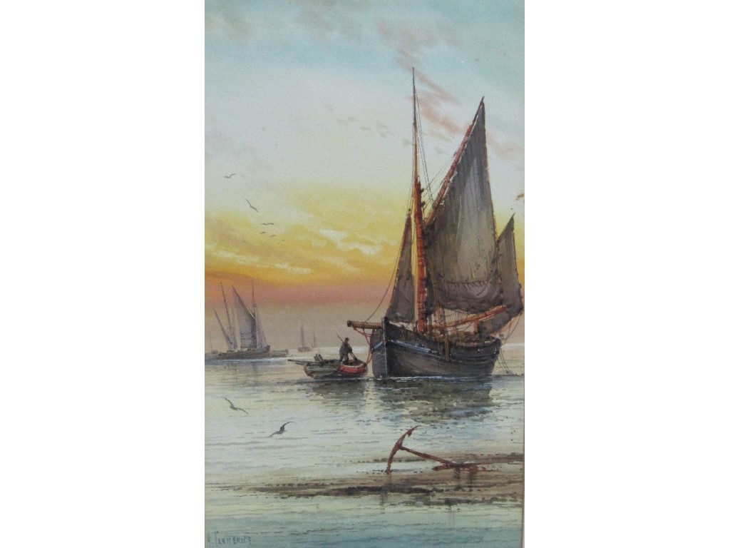 Appraisal: Late th early th century watercolour of moored boats indistinctly