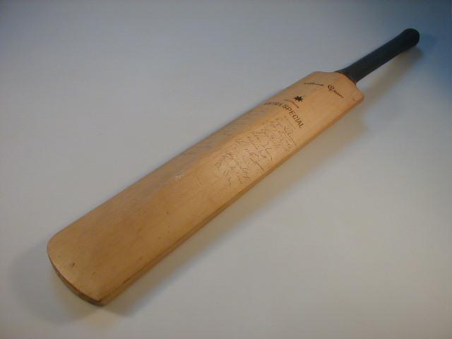 Appraisal: Cricket The autograph short handle cricket bat by Gun Moore