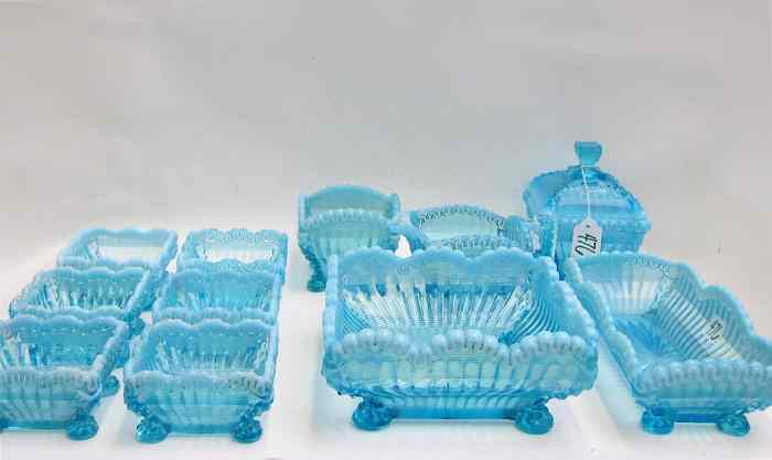 Appraisal: SET OF ELEVEN NORTHWOOD GLASS TABLEWARE in the ''Alaska-Blue Opalescent''