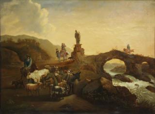 Appraisal: After Nicholaes Berchem Oil on Canvas Traveler with Animals in