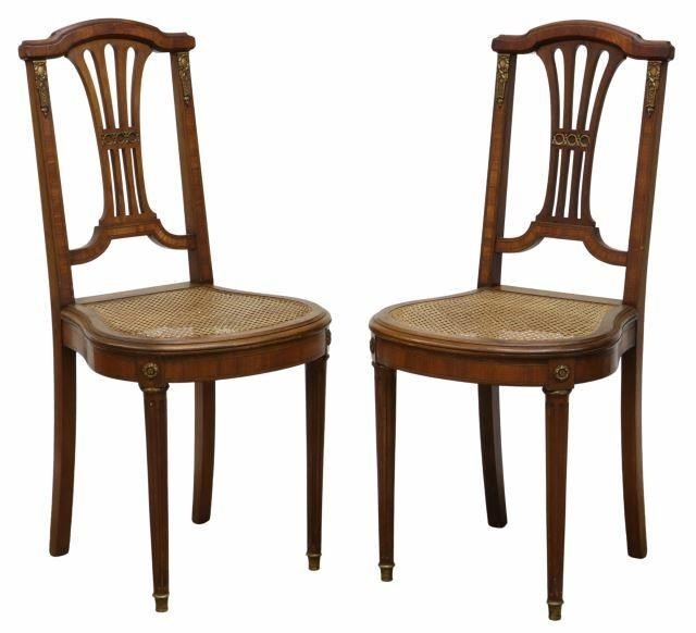 Appraisal: pair French Louis XVI style side chairs late th c