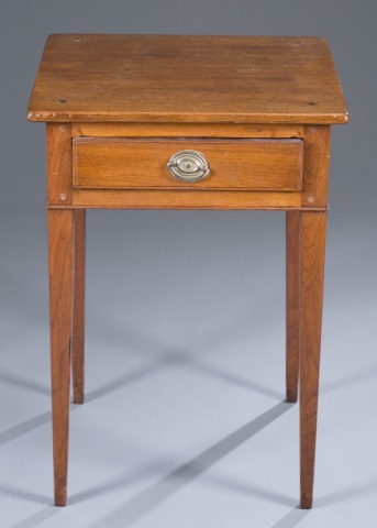 Appraisal: American Hepplewhite Single-Drawer Stand Walnut Bead moulding repairs to drawer