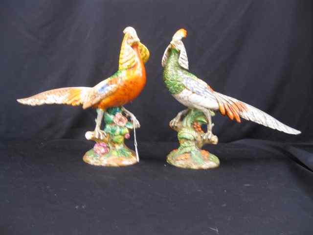 Appraisal: Pair of Italian Pottery Pheasants signed '' tall excellent