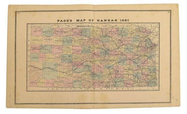 Appraisal: Unframed hand-colored engraving on paper Page's Map of Kansas published