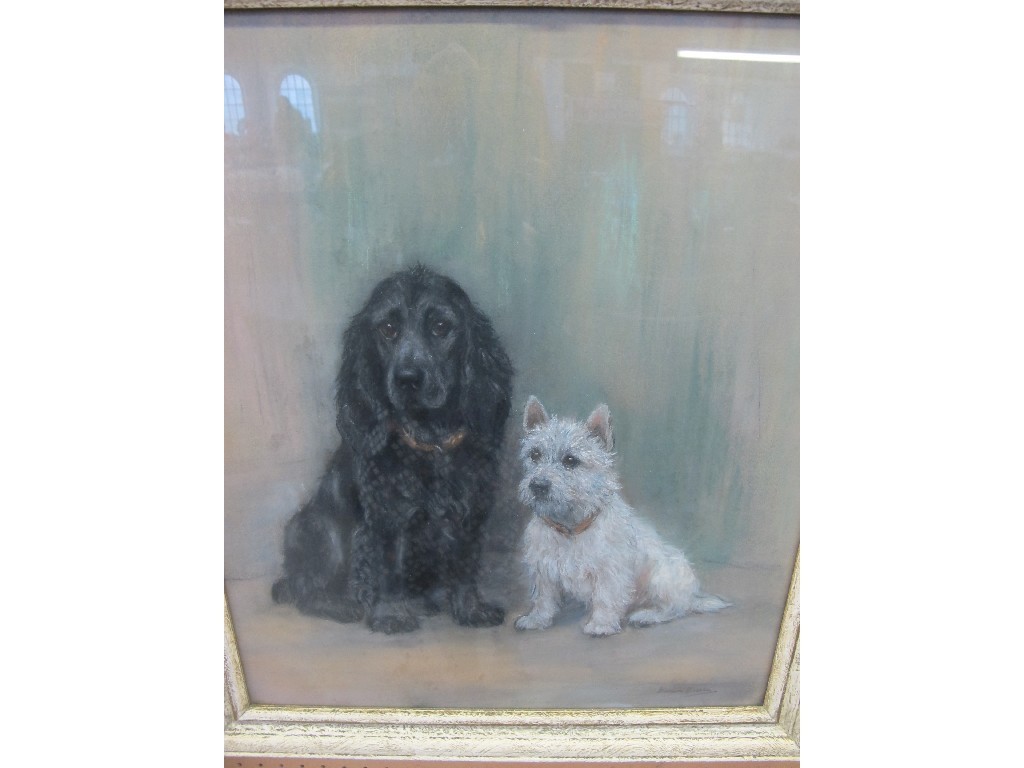 Appraisal: MARION HARVEY Pastel of a Spaniel and West Highland Terrier