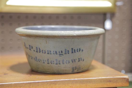 Appraisal: DONAGHHO STONEWARE BOWL Tapered bowl with collared rim and cobalt