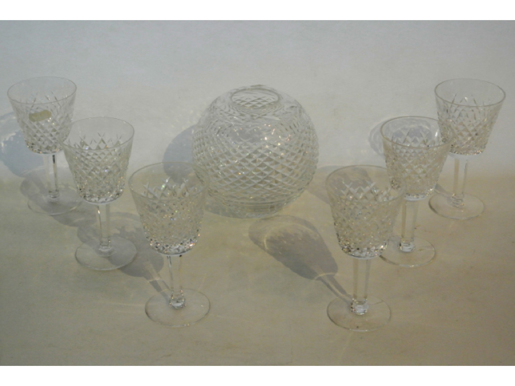 Appraisal: A set of six Waterford Crystal wine glasses with hob