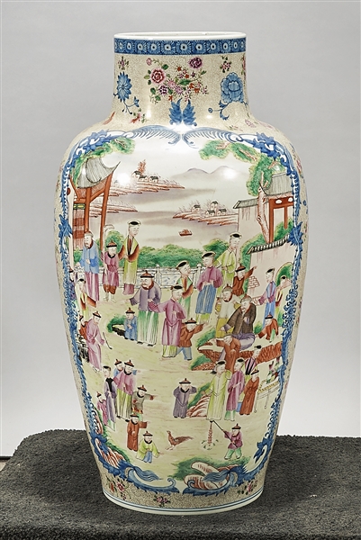 Appraisal: Tall Chinese enameled porcelain vase depicting scenes with various figures