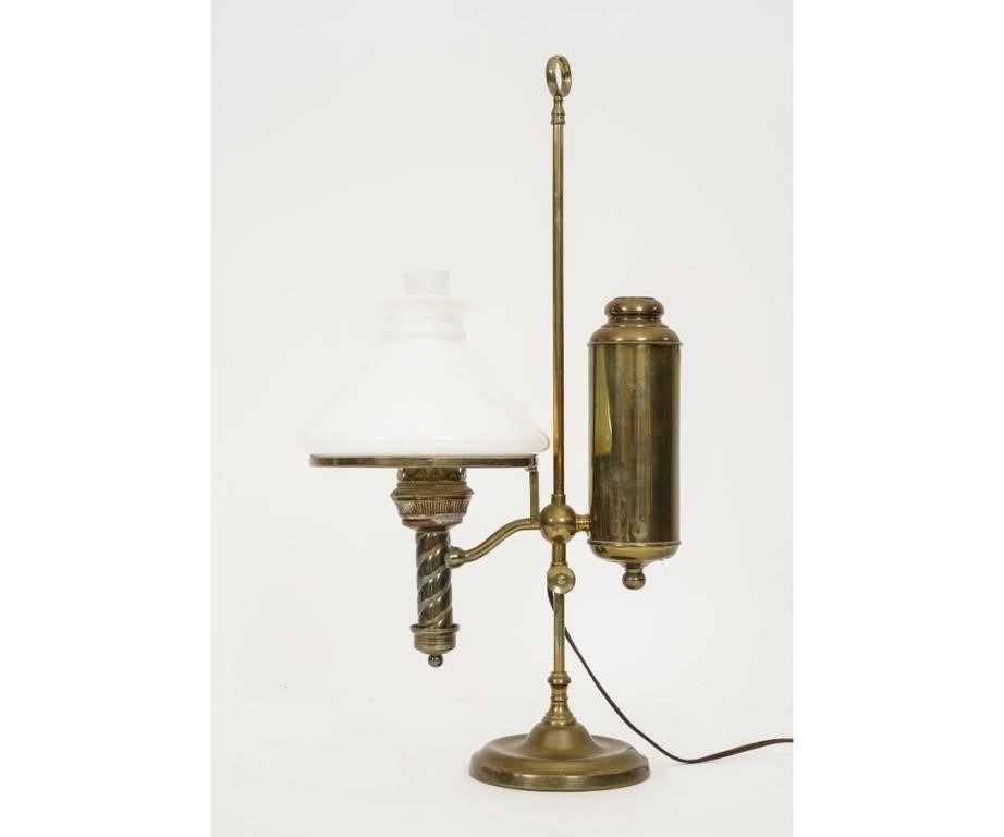 Appraisal: Brass students lamp late th c converted to electricity h