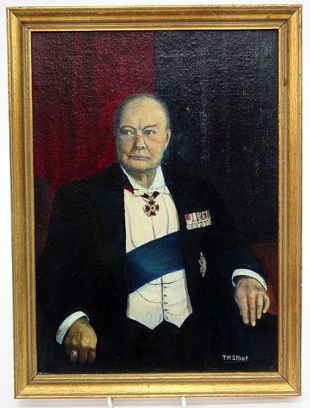 Appraisal: T H ELLIOT - A SEATED PORTRAIT OF SIR WINSTON