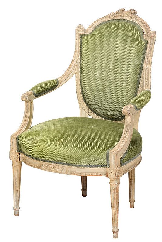 Appraisal: Louis XVI Style Carved Upholstered Armchair French early th century