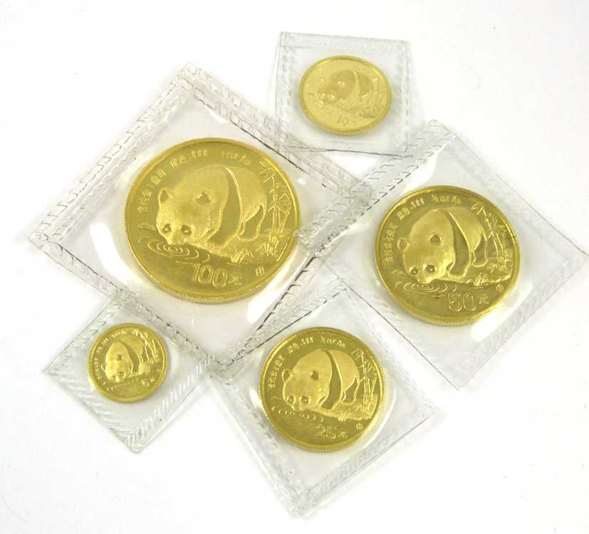 Appraisal: CHINESE GOLD PANDA PROOF SET a complete set containing all