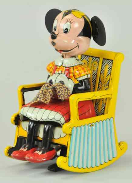 Appraisal: MINNIE MOUSE KNITTER Linemar Japan lithographed tin amusing depiction of