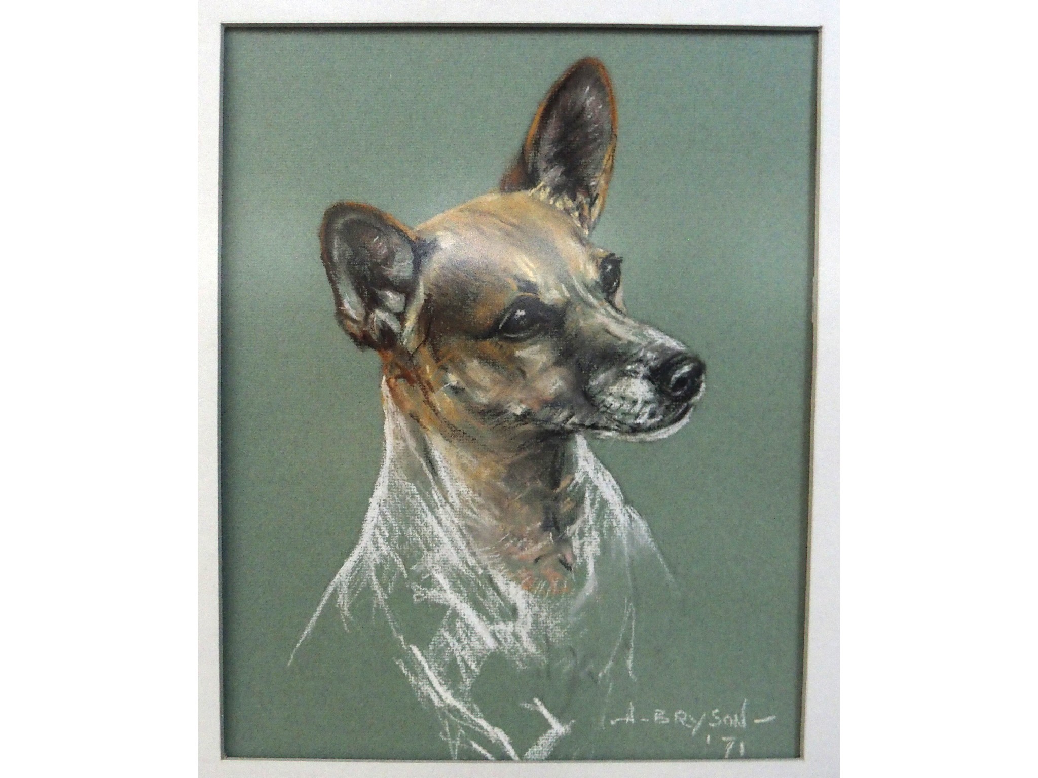 Appraisal: A BRYSON Jack Russell Terrier signed and dated pastel C