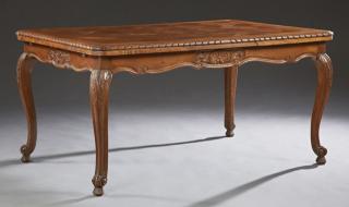 Appraisal: French Louis XV Style Carved Oak Draw Leaf Dining Table