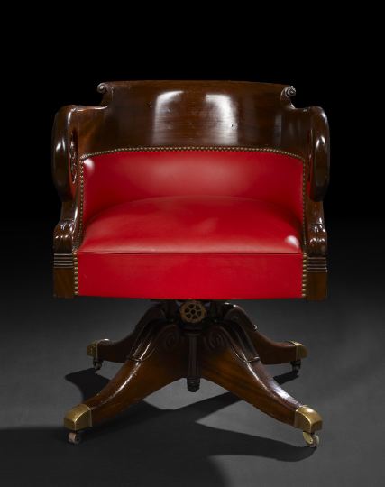 Appraisal: Louis-Philippe Mahogany Tub Chair third quarter th century the back-scrolled