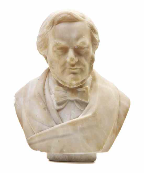 Appraisal: A Continental Carved Alabaster Bust depicting Wagner Height inches