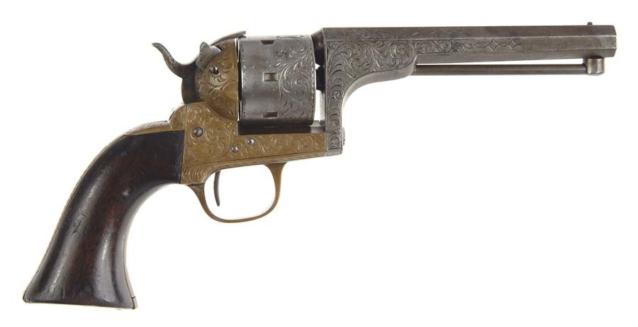 Appraisal: DELUXE ENGRAVED MOORE SHOOTER REVOLVER NVSN Cal CF Typical NY