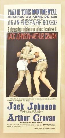 Appraisal: Framed reproduction boxing poster lithograph th c Jack Johnson VS