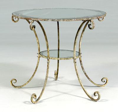 Appraisal: Art Deco style wrought iron table two tiers with distressed