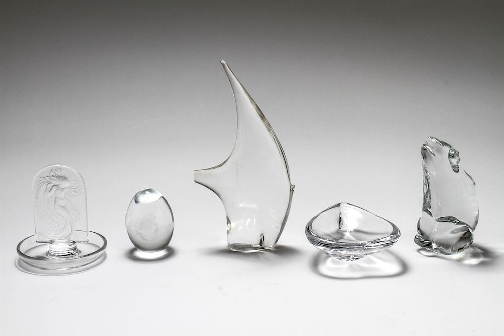 Appraisal: Colorless Art Glass Accessories incl Lalique Colorless art glass accessories