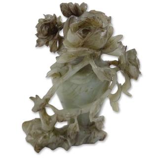 Appraisal: th Century Chinese Carved Jade Covered Vase with Flowers th