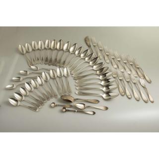 Appraisal: Piece Silver Flatware Beaded Pattern piece assembled silver flatware comprising