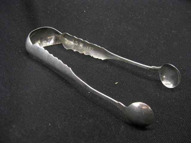 Appraisal: H Sargeant American Coin Silver Tongs Springfield mid th century