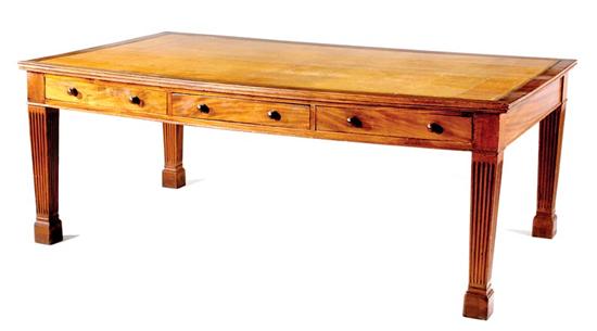 Appraisal: English mahogany six-drawers library table circa large rectangular top with