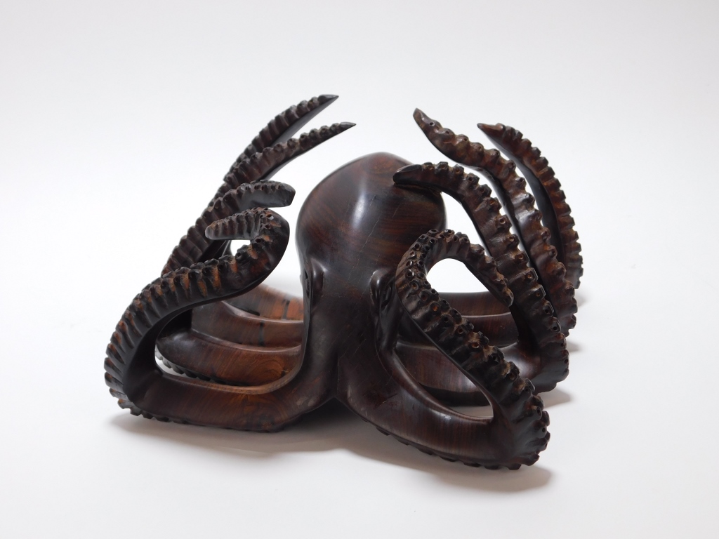 Appraisal: PANAMANIAN CARVED WOOD OCTOPUS SCULPTURE Panama th CenturyFinely carved octopus