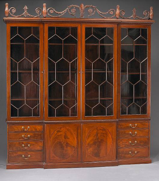 Appraisal: A Regency inlaid mahogany breakfront cabinet first quarter th century