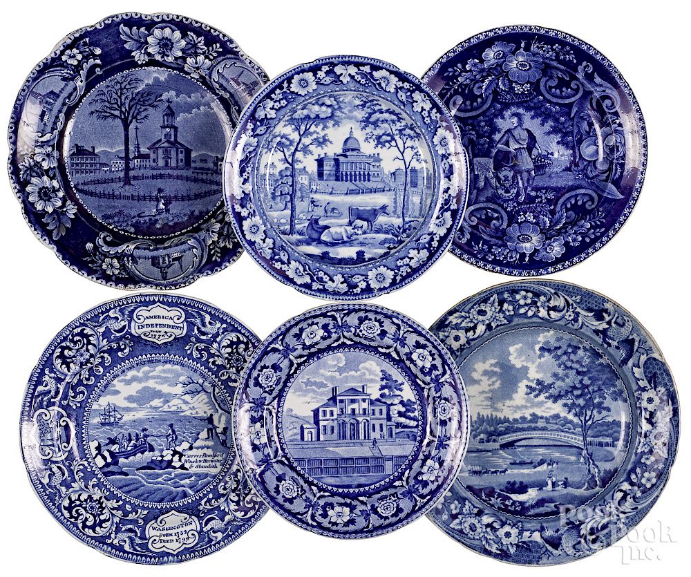 Appraisal: Six Staffordshire historical blue plates Exclusive on Bidsquare Six Staffordshire