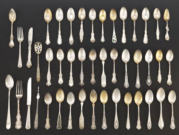 Appraisal: ASSORTED STERLING SPOONS AND FLATWARE Various maker's predominately teaspoons Weighs