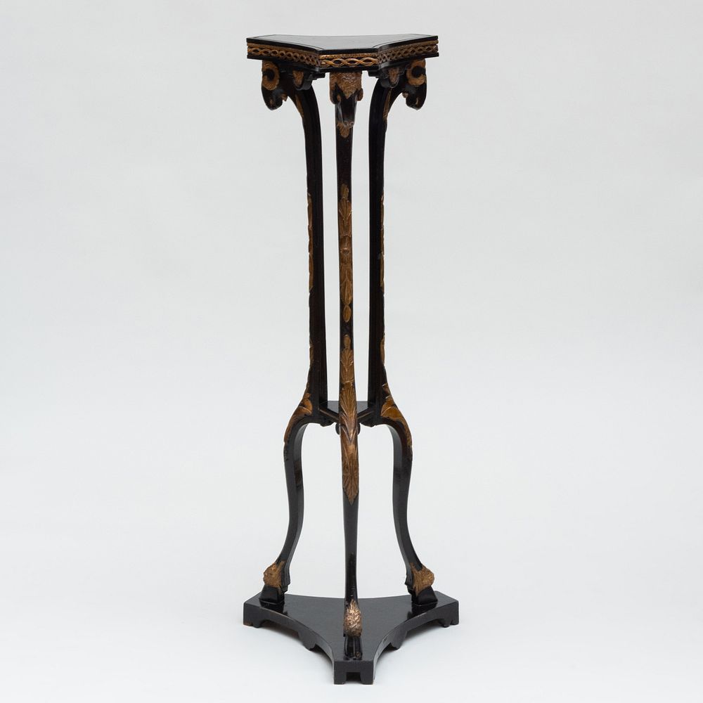 Appraisal: Italian Neoclassical Style Ebonized and Parcel-Gilt Pedestal ft in x