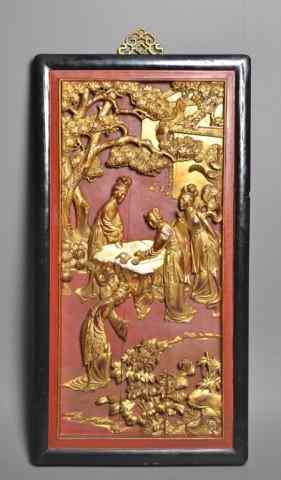 Appraisal: A Chinese Carved Gilt Wood Wall PanelFinely carved to depict