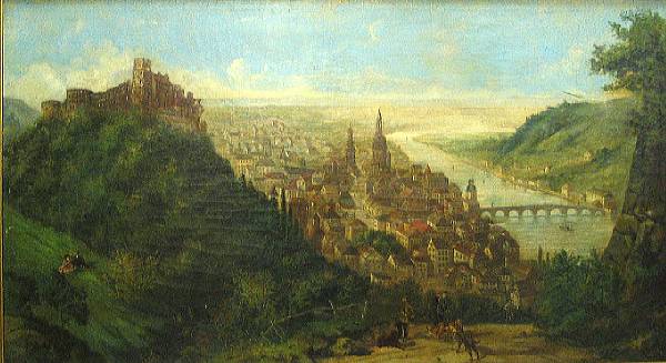 Appraisal: German School th century A view of Heidelberg with the