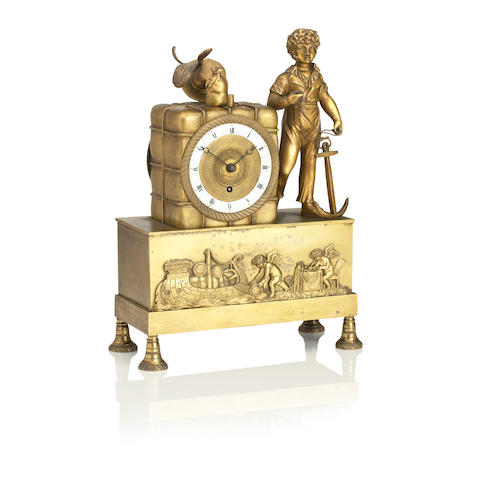 Appraisal: A Regency nautical themed mantel clock The movement bearing applied