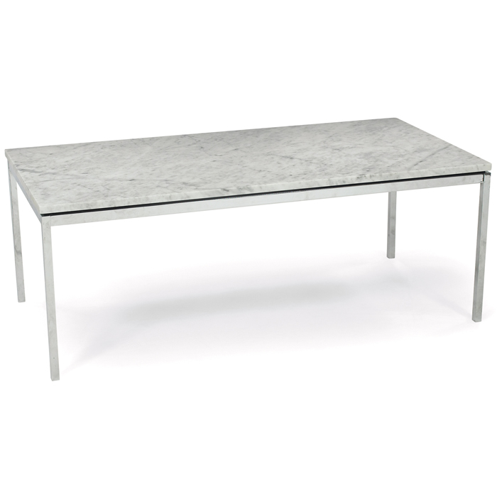 Appraisal: Florence Knoll coffee table by Knoll rectangular white marble top