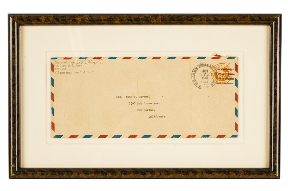 Appraisal: GEORGE S PATTON - SIGNED ENVELOPEpostmarked March addressed to Miss