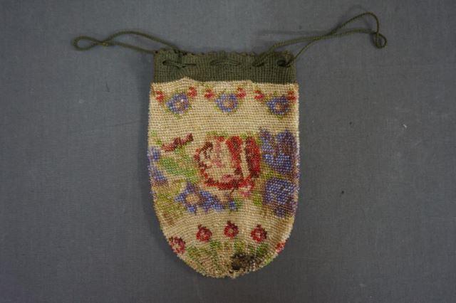 Appraisal: Antique Victorian Beaded Drawstring Purse ca 's- 's hand crochet