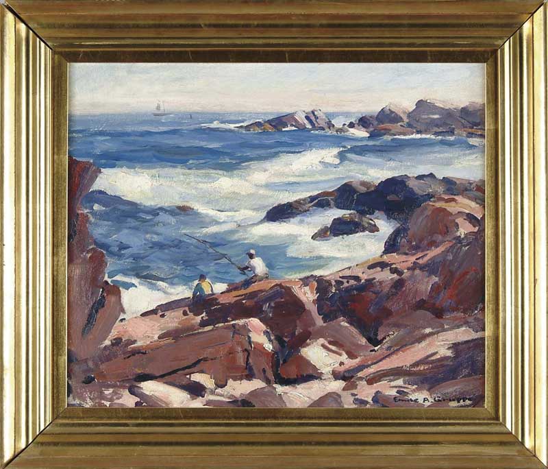 Appraisal: EMILE ALBERT GRUPPE American - FISHING ON BASS ROCKS Oil