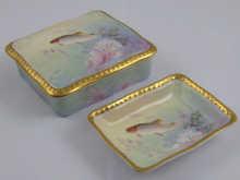 Appraisal: A hand painted porcelain box and pin tray by Foley