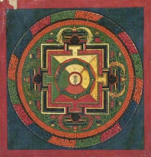 Appraisal: VAJRA MANDALA FOR OFFERINGS Tibet th century x cm Primed