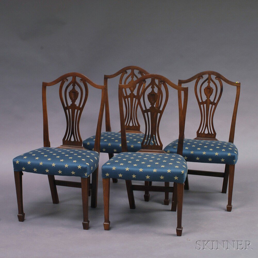 Appraisal: Set of Four Country Federal Mahogany Shield-back Side Chairs Connecticut