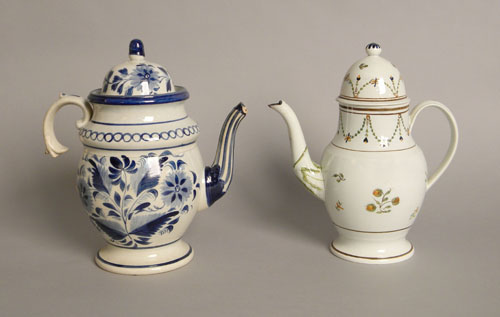 Appraisal: Two Leeds pearlware coffee pots early th c