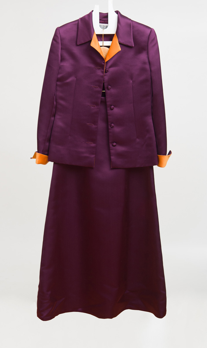 Appraisal: BILL BLASS PURPLE SILK EVENING SUIT Size Property of Estate