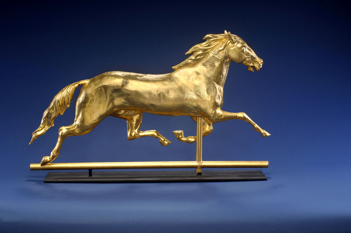 Appraisal: RUNNING HORSE WEATHERVANE With later gilding Stand not included Height