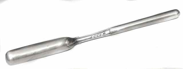 Appraisal: A GEORGE III SILVER MARROW SCOOP with reeded decoration long