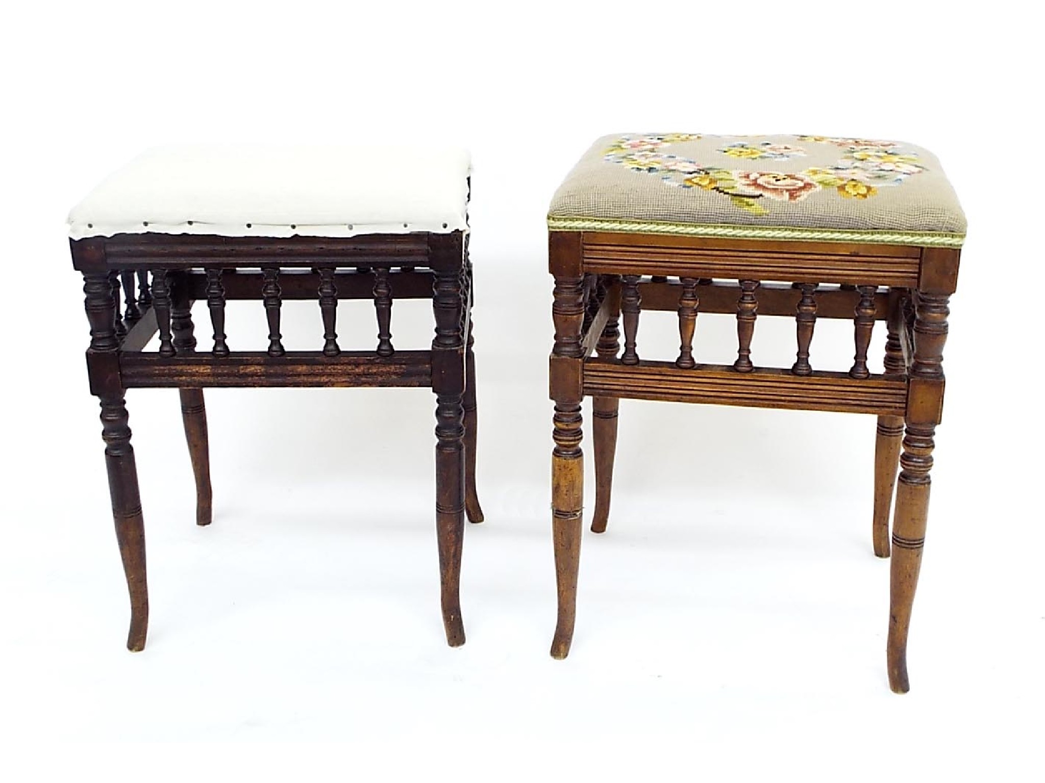 Appraisal: Two similar Edwardian music stools one with woolwork stuffover seat